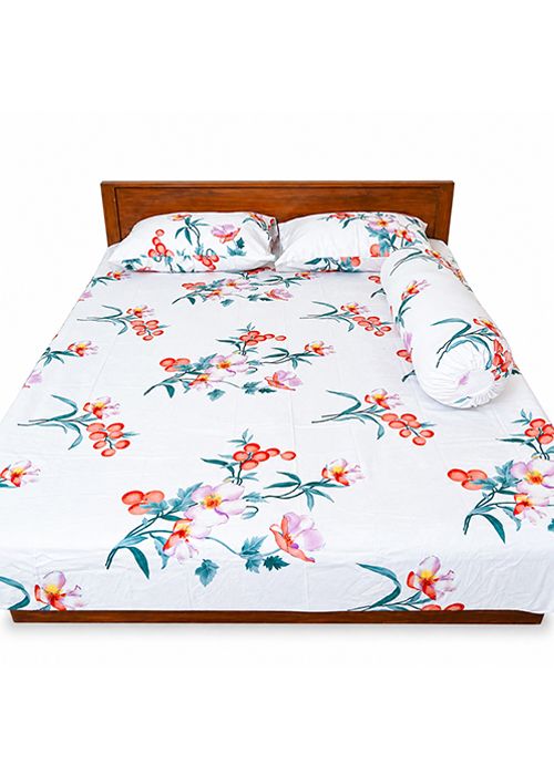 Floral Berry Cotton Bedsheet Set