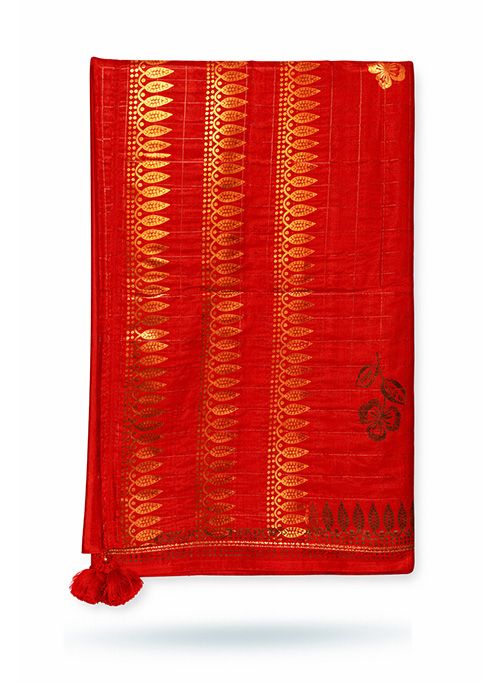 Red Tangail Organza Saree