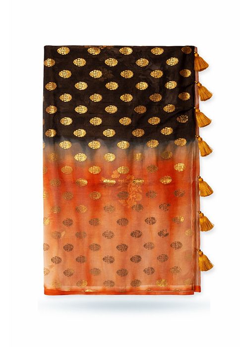Black Ombre Muslin Foil Saree