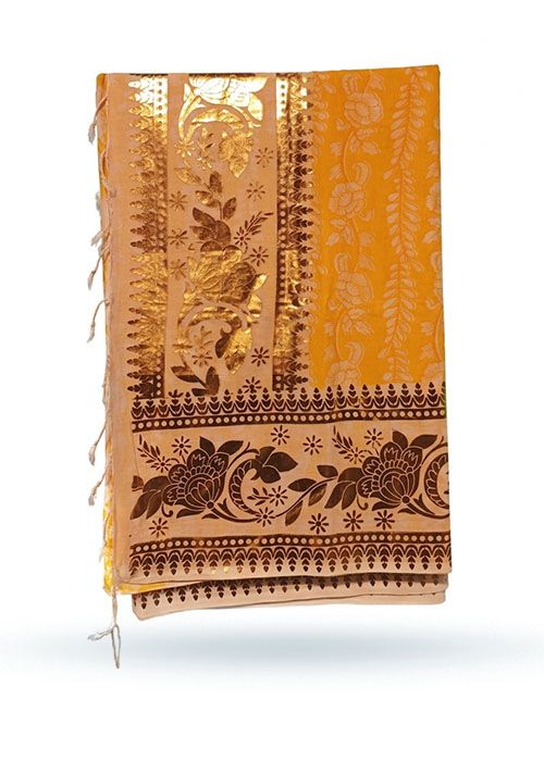 Floral Mustard Foil Print Saree with Blouse