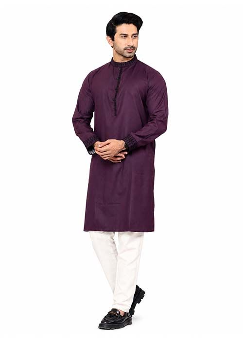 Men’s Deep Plum Premium Cotton Panjabi