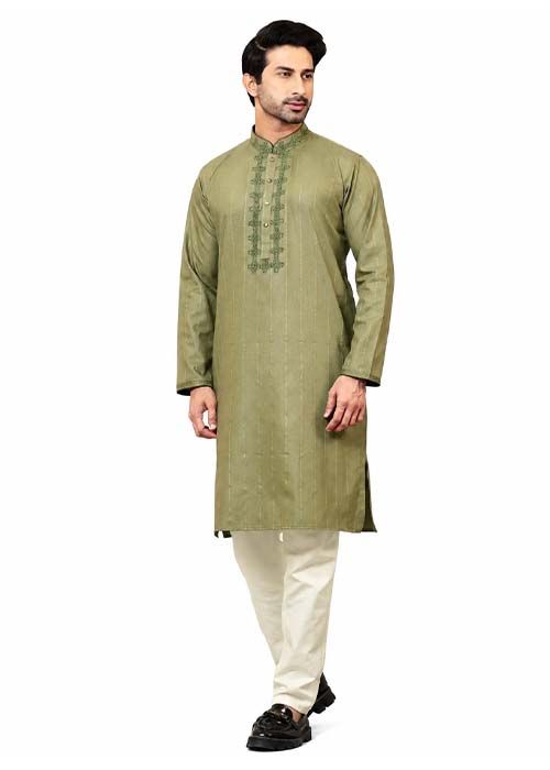 Men’s Olive Green Premium Cotton Panjabi