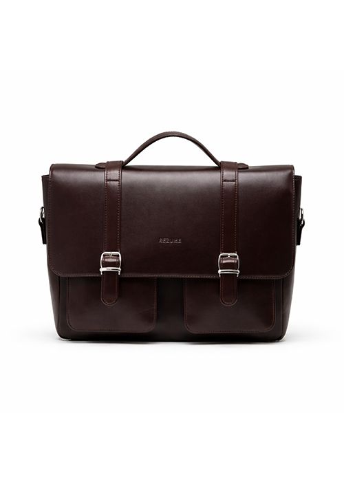 Classic Leather Executive Bag with Buckle Straps