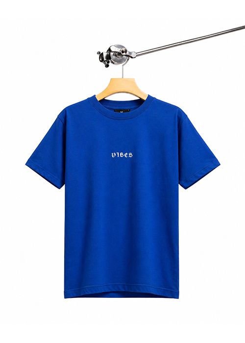 Royal Blue Cotton Crew Neck T-Shirt Printed
