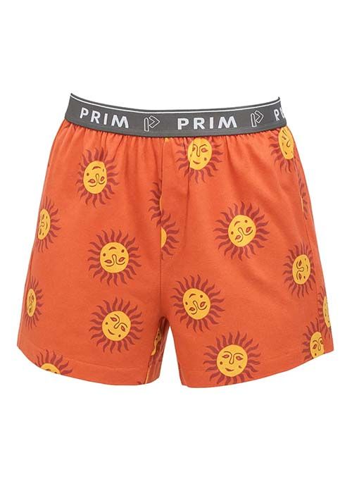 Rust Orange Sun Print Cotton Boxer Shorts