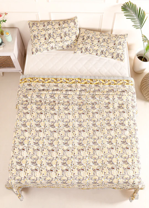 Tarifa Handmade Cotton Kantha Quilt Set