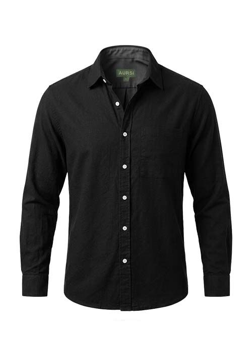 Men’s Black Linen Drop Shoulder Full Sleeve Shirt