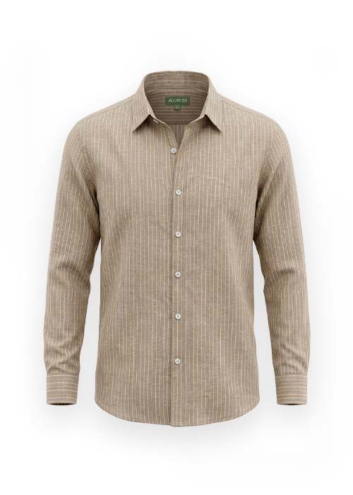 Men’s Cotton Stripe Beige Full Sleeve Casual Shirt