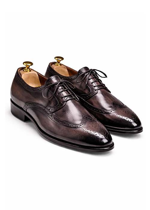 Men’s Brown Leather Brogue Oxford Shoes Classic Lace-Up