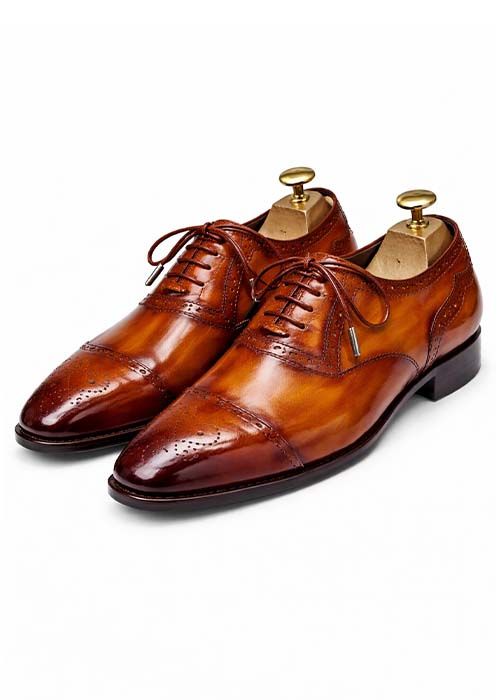 Men’s Tan Leather Cap Toe Oxford Shoes