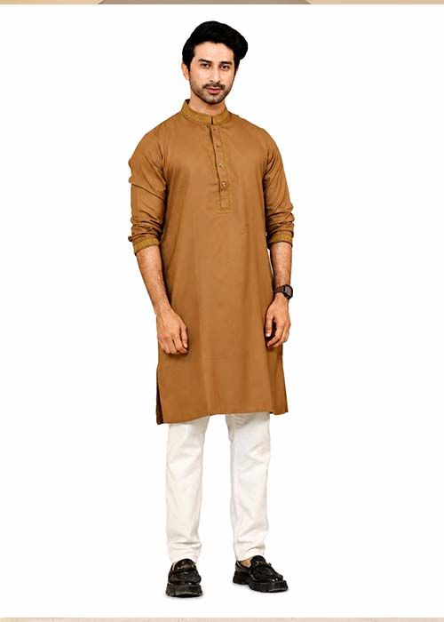 Men’s Caramel Brown Cotton Panjabi