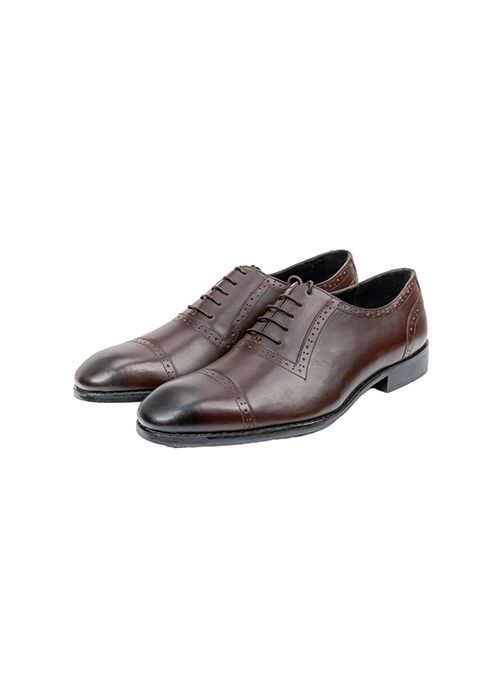 Square Toe Leather Brogue Lace-Up Oxford Shoes
