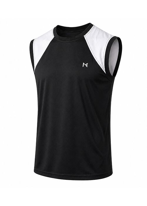Black Performance Sleeveless Gym Tank Top
