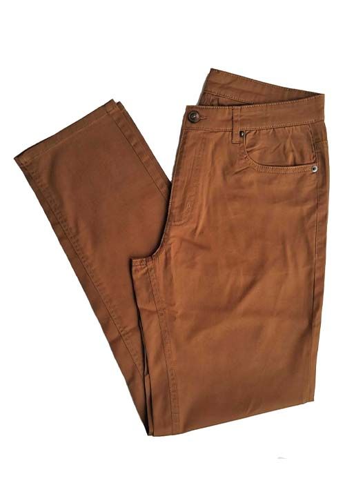 Caramel Brown Athletic Straight Twill Pants