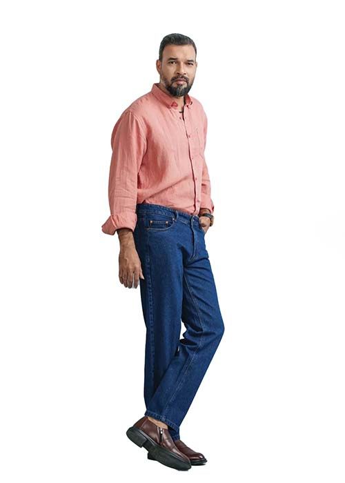 Navy Blue Straight Fit Cotton Denim Jeans – 13 oz