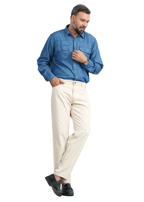 Stone Straight Fit Cotton Twill Jeans
