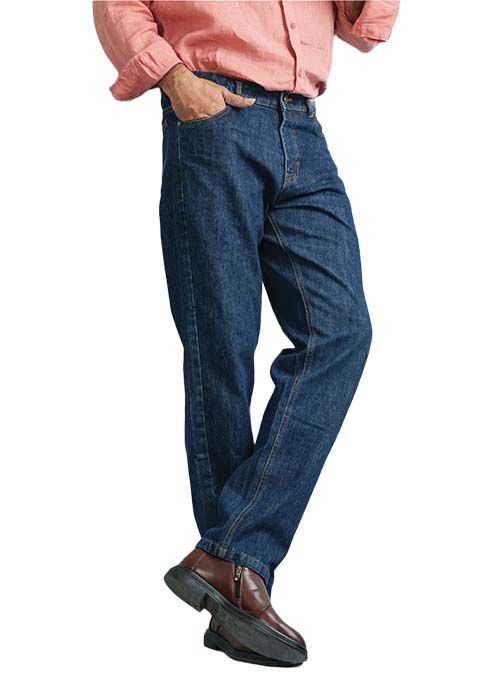 Dark Blue Straight Fit Cotton Denim Jeans – 13.5 oz
