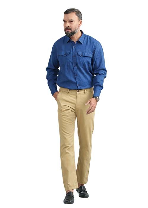 Khaki Straight Fit Cotton Twill Chino Pants