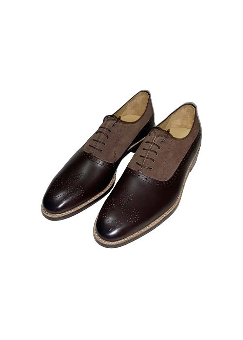 Two Tone Leather Suede Brogue Oxford Dress Shoes