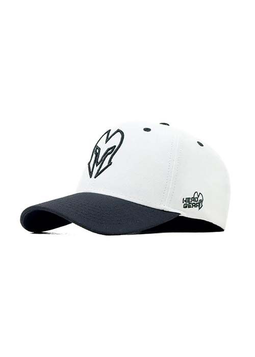 White Cotton Baseball Cap with Black Contrast Visor
