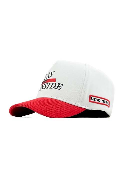 White Red Cotton Graphic Casual Curved Cap