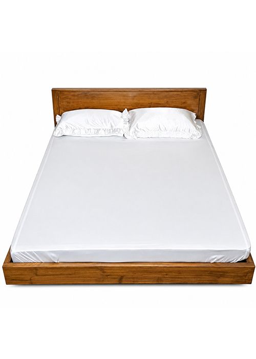 White Satin Fitted Double Bedsheet