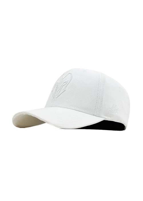 White Suede Embossed Logo Baseball Cap